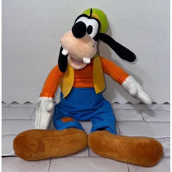 Disney Other - Disney Goofy Plush Stuffed Animal Toy Orange Shirt Blue Pants Green Hat